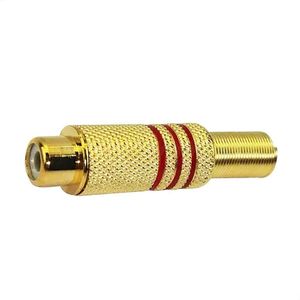 Plug Jack Rca Fêmea 6mm - Dourado Vermelho