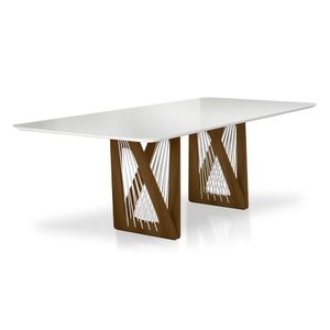 Mesa De Jantar Áustria C03 250X120cm Laca Off White/Caramelo
