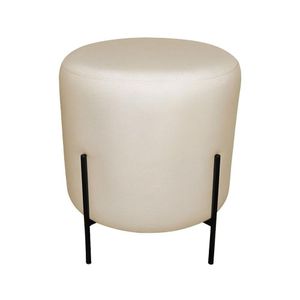 Puff Banqueta Decorativa Sala Base Pés Bronze Milão Linho Base Pés preto tecido linho
