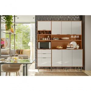 Kit Cozinha Viena Com 7 Portas E 3 Gavetas Jequitiba-off White Lukaliam