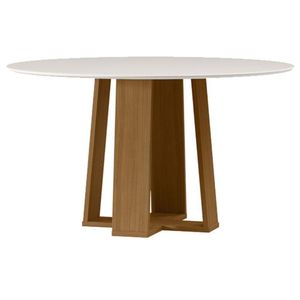 Mesa De Jantar Isabela 135x135 Cm Com Vidro Ype Off White - New Ceval