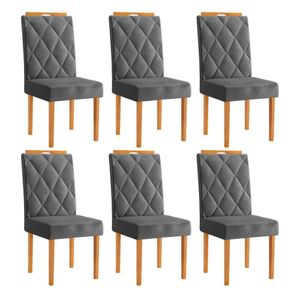 Kit 6 Cadeiras Diamante Jcm Movelaria Cinamomo Veludo Cinza