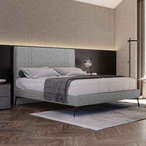 Base Bi Partida Slim Queen Em Linho Com Cabeceira Skybox Cor Cinza