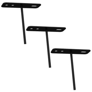 03 Suportes Espetos Estacas Chão Refletor - 03 Cjts - Preto