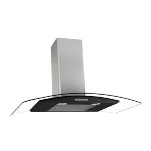 Coifa Terim Parede Vidro Curvo 80 Cm Duto Slim Black Inox 110V