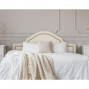 Cabeceira Casal Luxo 140X60 Off White Tachas Fumê