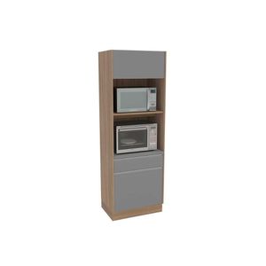 Paneleiro De Cozinha Modulado Campanele Com 2 Portas 2 Nichos Para Forno E 1 Gaveta 72cm Castanho Cinza Politorno