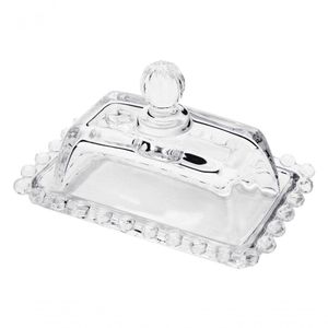 Manteigueira Cristal G 17 Cm X 10,5 Cm X 10 Cm Pearl Bolinha Wolff Transparente