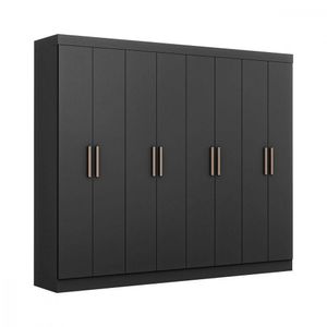 Guarda Roupa Casal Paris Com 8 Portas 4 Gavetas Maxel Móveis Preto