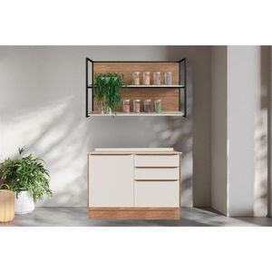Kit Cozinha Modulada 3 Peças Versalis 1 Nicho + 1 Balcão + 1 Complemento C3p195 Freijó Cinza Argila Herval