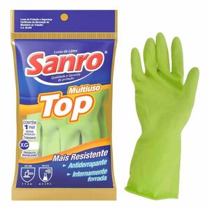 Luva Sanro Antiderrapante Forrada Top Verde Extra G