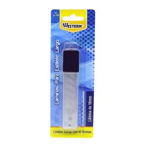 Jogo De Laminas Western 18 Mm Para Estilete Largo Com 10