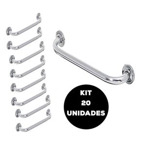 Barra De Apoio Alça Banheiro Inox 50Cm Kit 20 Unidades Cadeirante Deficiente Idoso