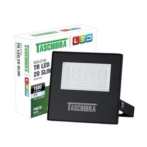 Refletor Taschibra Led Tr Slim 20W Luz Branco Fria 6500K Preto Bivolt
