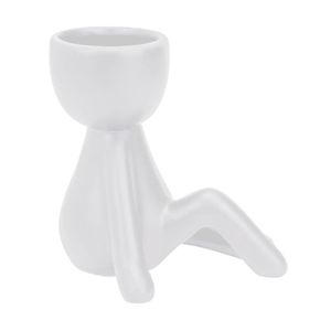 Vaso Decorativo Bravadecor Bob Suculentas Em Cerâmica Branco
