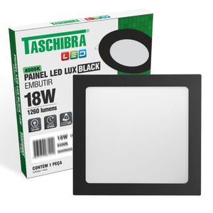 Painel De Led Quadrado Embutir 18w Preto Bivolt Taschibra 4000k Luz Neutra