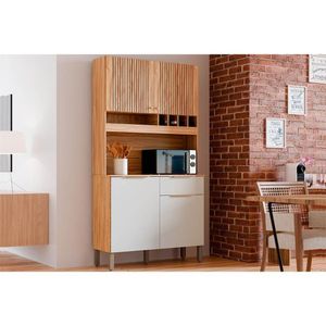 Kit De Cozinha Compacta Moscato 4 Portas E 1 Gaveta 197x101cm Amendoa-branco - Ronipa