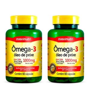 Kit 02 ômega 3 óleo De Peixe 1000 Mg Maxinutri 60 Capsulas
