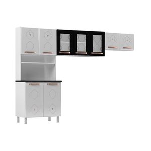Cozinha Modulada Telasul Mirage New Mirage Aço 3 Peças 2 Aéreos + 1 Paneleiro Czc40 Branco Preto-telasul