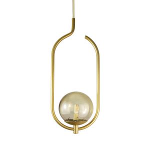 Lustre Pendente On Clip - Ouro Com Globo De Vidro âmbar