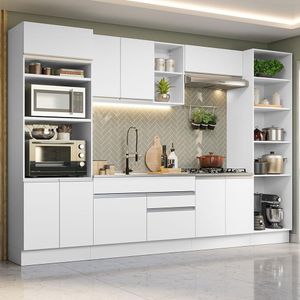 Armário De Cozinha Completa 330cm Branco Glamy 03 Branco