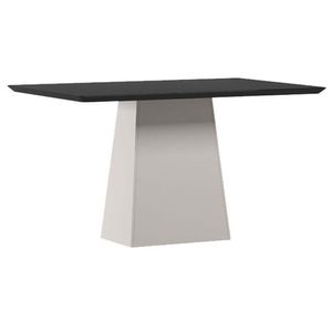 Mesa De Jantar 135x90 Cm Barbara Com Vidro Off White Preto - New Ceval