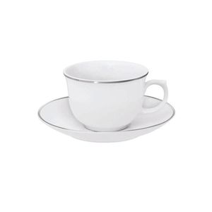 Conjunto De Xícaras Para Chá Com Pires Em Porcelana Flamingo Com 12 Peças 240ml Oxford Isabel