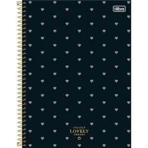Caderno Universitário West Village Tilibra Capa Dura Espiral - 10 Matérias 160 Folhas Fundo Preto C- Coração