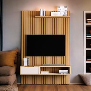 Home Para Tvs 60 Tucumã Ripado 1.4 Nature Jb Móveis