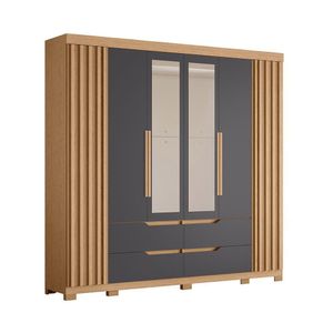 Guarda Roupa Doble Casal 6 Portas Com Espelho Albatroz Freijó/titanium
