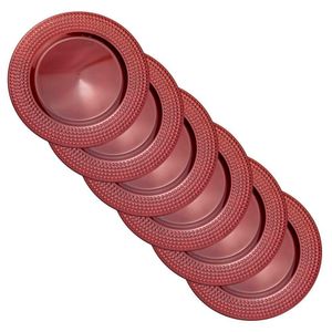 Kit 6 Sousplats De Plástico Vermelho Com Relevo Lateral 33 Cm - D'rossi