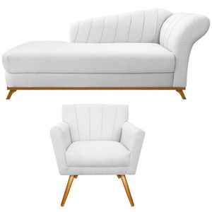 Kit Diva Recamier Vanessa 160cm Lado Esquerdo E 01 Poltrona Laura Suede Cor Branco