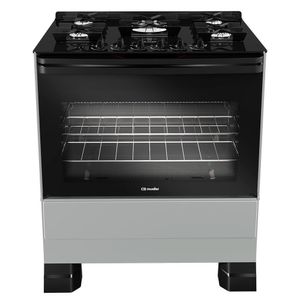 Fogão Mueller 5 Bocas Titânio Com Mesa De Vidro E Tripla Chama MFV5BF Bivolt