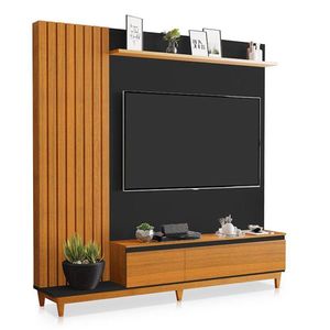 Painel Para Tv Jacarta Preto Freijó - Luapa