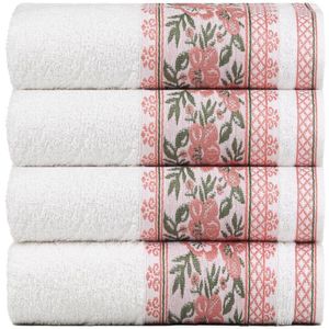 Kit 4 Toalhas De Rosto Fio Penteado Jacquard - 50x70cm - Nice - Branco
