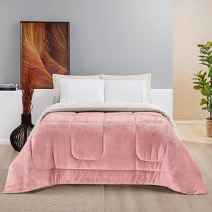 Coberdrom Diamond Casal Queen Sherpa Com Manta Flannel 01 Peça Rosa 100% Poliéster
