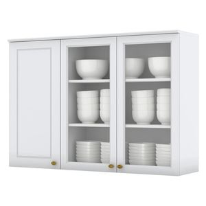 Armario Aereo 3 Portas Vidro MDF 120 cm Americana C363 Henn