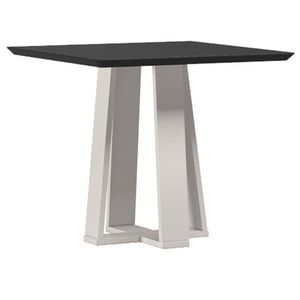 Mesa De Jantar 90x90 Cm Valência Com Vidro Off White Preto - New Ceval