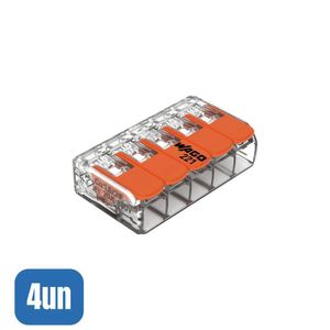 4 Conectores Emenda 4mm 5 Polos 221-415 - Wago