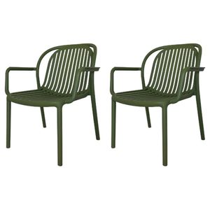 Kit 2 Poltronas Com Braço Área Externa Gávea Rivatti Monobloco Polipropileno Verde Proteção Uv