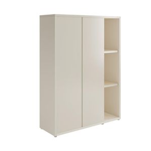 Livreiro Multiuso Alto 2 Portas 4 Prateleiras Com Nicho Oslo Off White