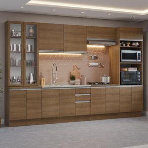 Armário De Cozinha Completa 340cm Rustic Glamy Madesa 01 Rustic