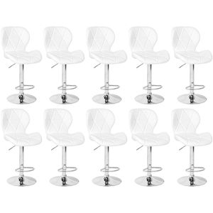 Kit 10 Banquetas Slim Estofada Giratória Com Regulagem De Altura - Branco