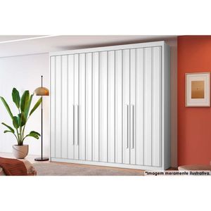 Guarda Roupa Solteiro 4 Portas Ripadas e 4 Gavetas Grécia Branco - Conquista
