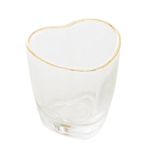 Copo P- Shot Coracao Borda Dourada 50ml Em Vidro Lyor