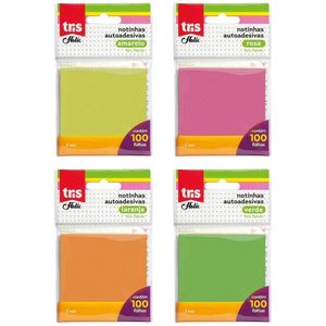 Kit Nota Autoadesiva Tris - Pop 76x76mm 100 Folhas C- 4 Unidades