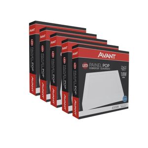 Kit 5 Painel Led 18w Sobrepor Branco 6500k
