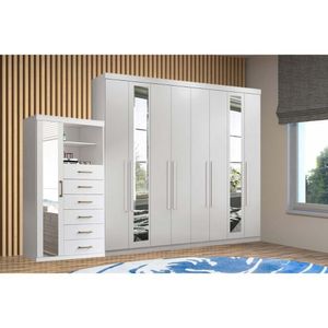 Guarda Roupa 2 Peças 1 Guarda Roupa + 1 Cômoda QC143 Branco Santos Andirá