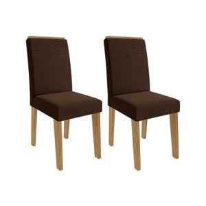 Cadeira De Cozinha Taís Kit 2 Un Nature Suede Joli Chocolate Cimol