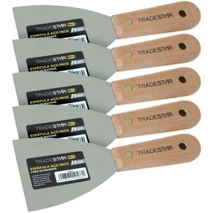 Kit 5 Espátula 8 Cm Aço Inox Multiuso Chapa Gesso Drywal